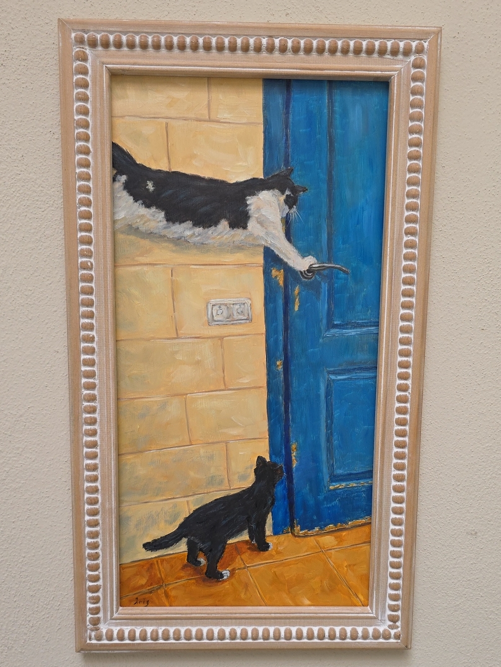 Abstract oil Painting cute Tuxedo cats